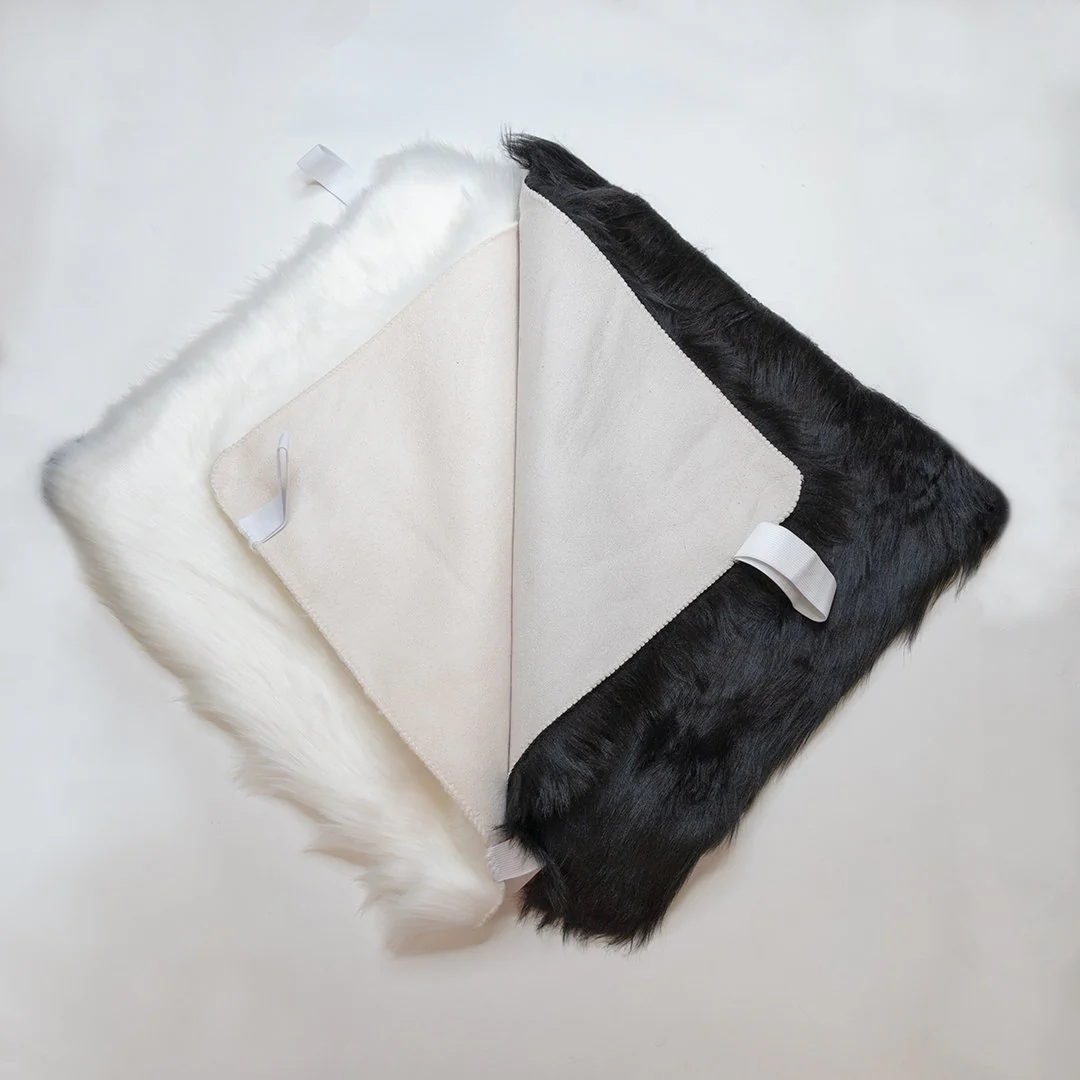 Faux Sheepskin Seat Covers, Headrests, & Pillows Front & Rear - Black (SET OF 7) - Image 4