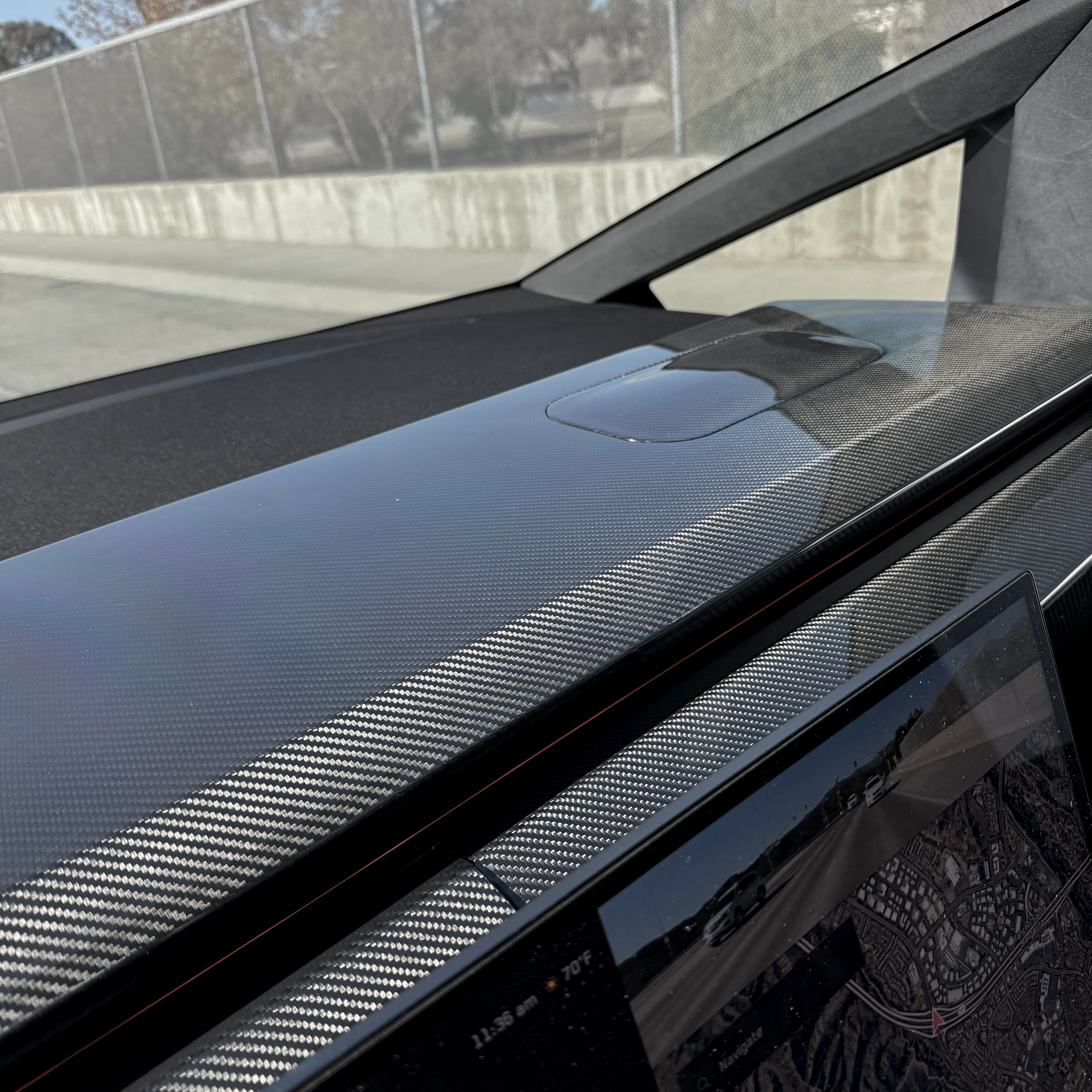 Cybertruck Top Upper Dashboard Overlay - Real Dry Molded Carbon Fiber - Image 20