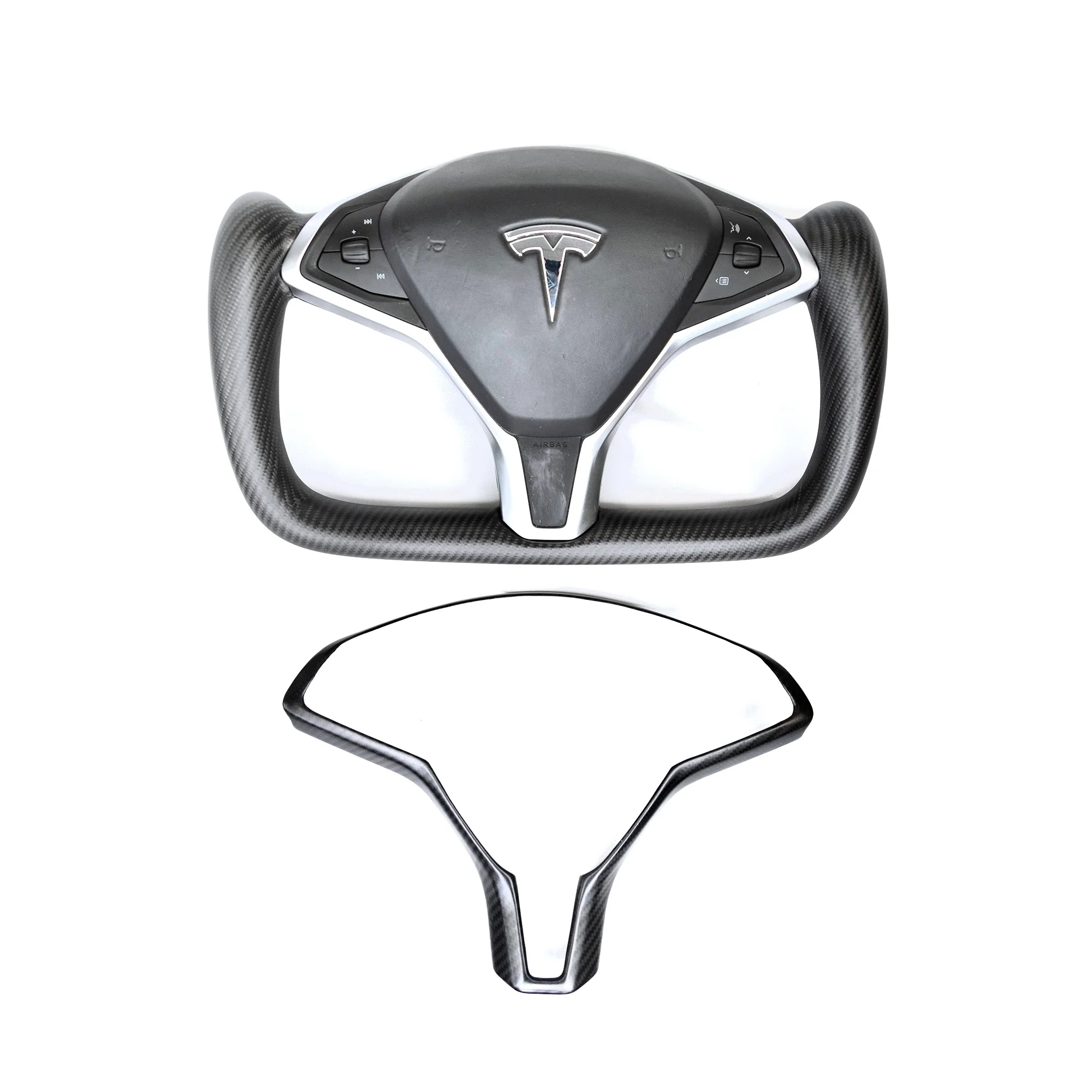 2012-2020 Model S & X Steering Wheel Bezel Overlay - Real Molded Carbon Fiber - Image 6