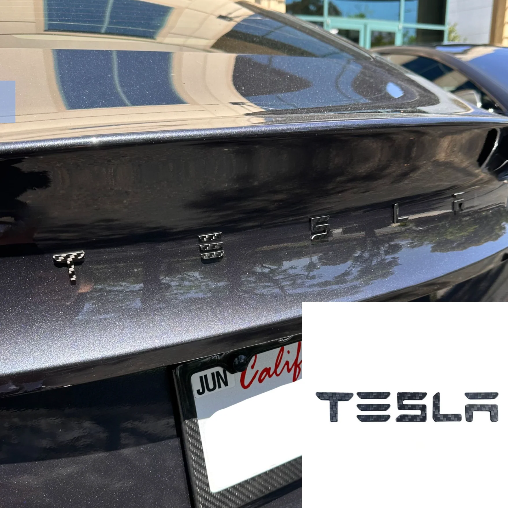 T-E-S-L-A Tailgate Emblem - Real Molded Carbon Fiber - Image 8