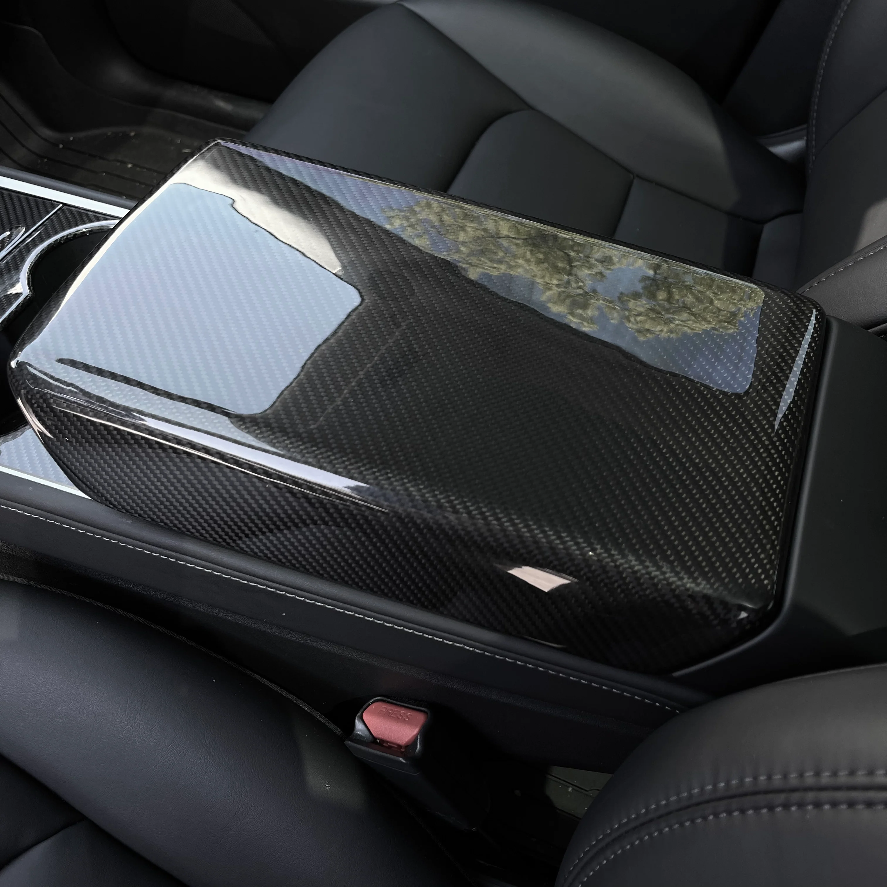 Model 3 & Y Armrest Overlay - Real Molded Carbon Fiber - Image 6