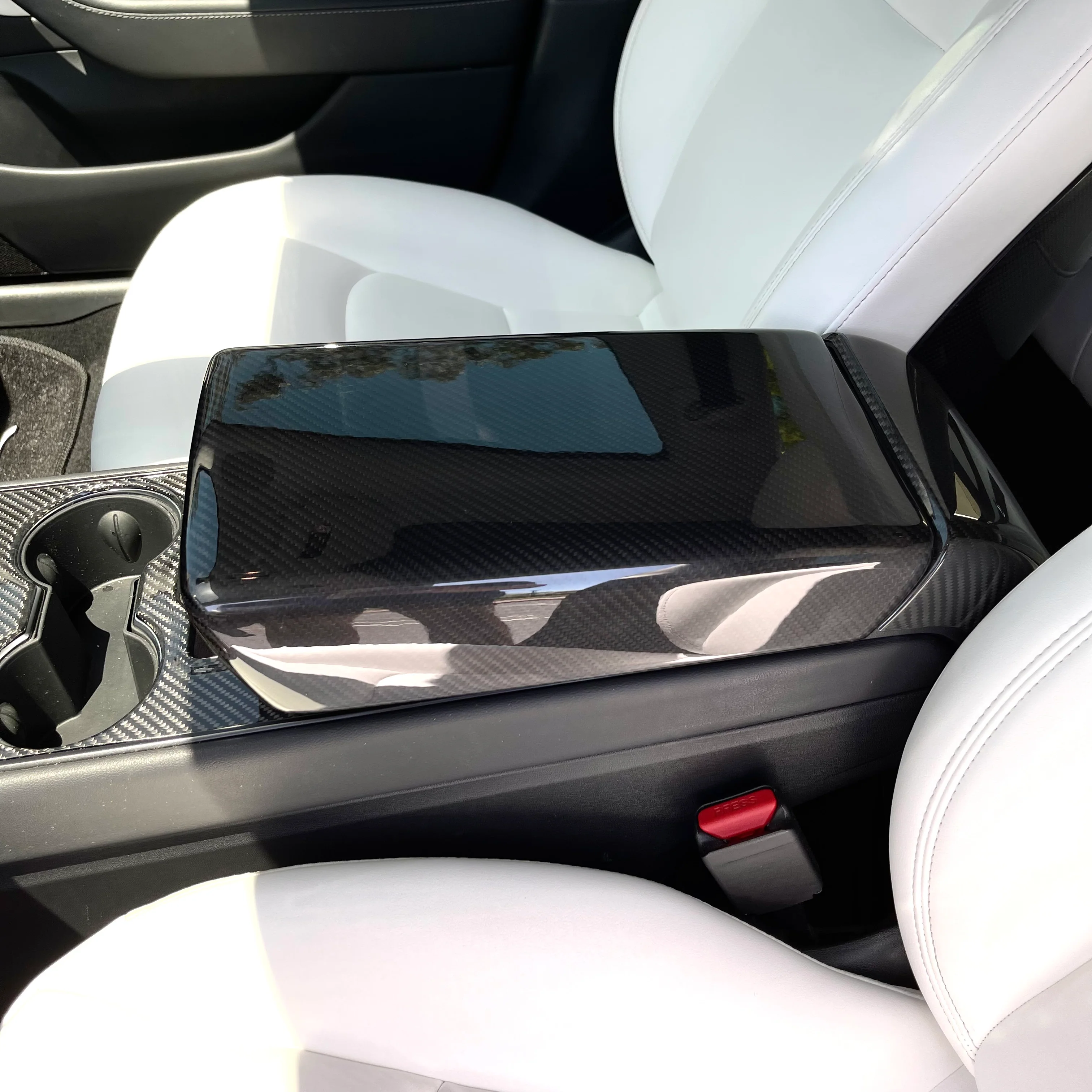 Model 3 & Y Armrest Overlay - Real Molded Carbon Fiber - Image 7