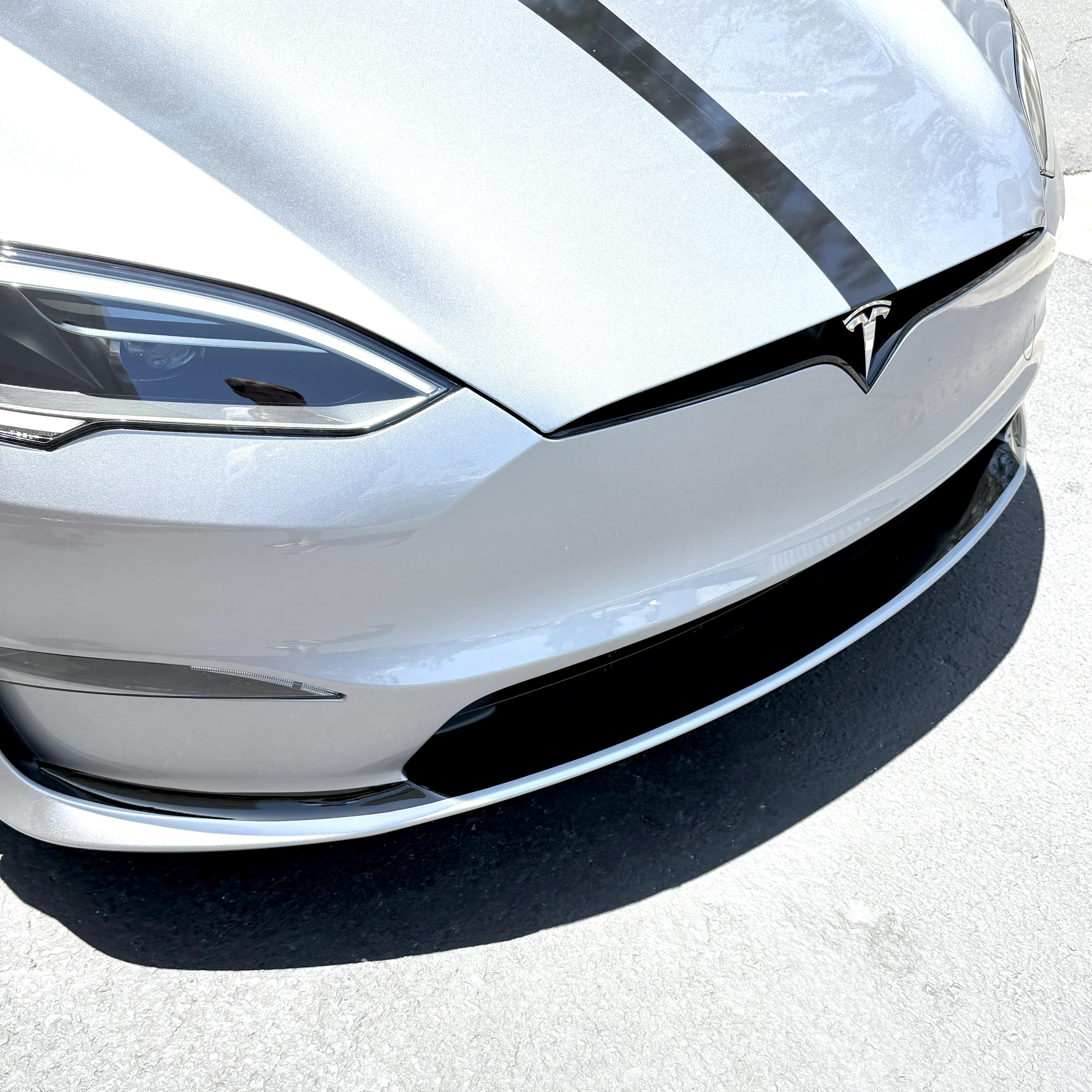 Model S Hood Racing Stripe Ultimate Plus Black PPF - Image 17