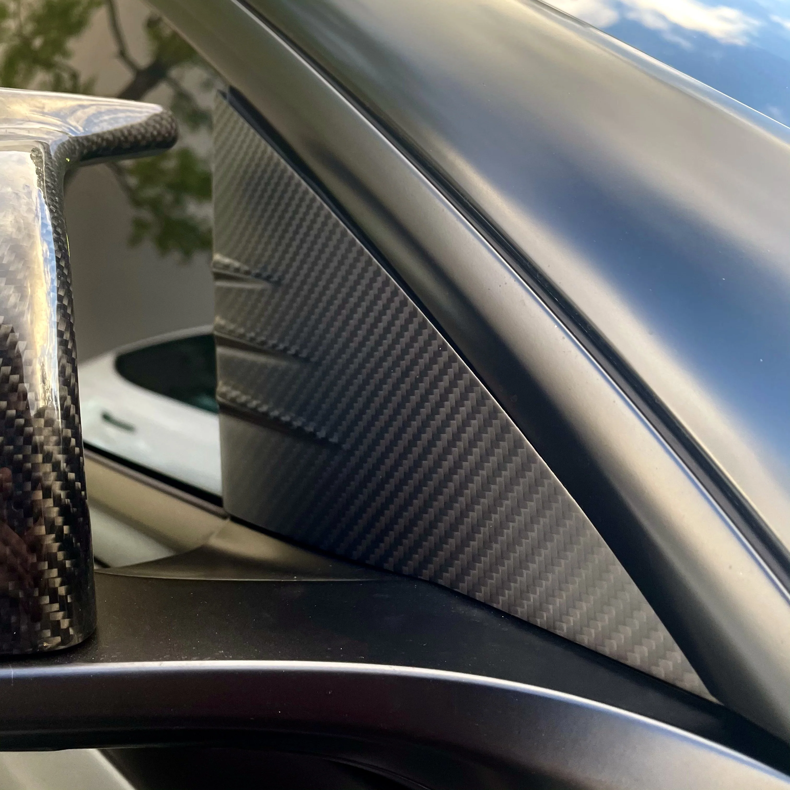 2020+ | Model Y A-Pillar Accent Overlays (1 Pair) - Real Molded Carbon Fiber - Image 7